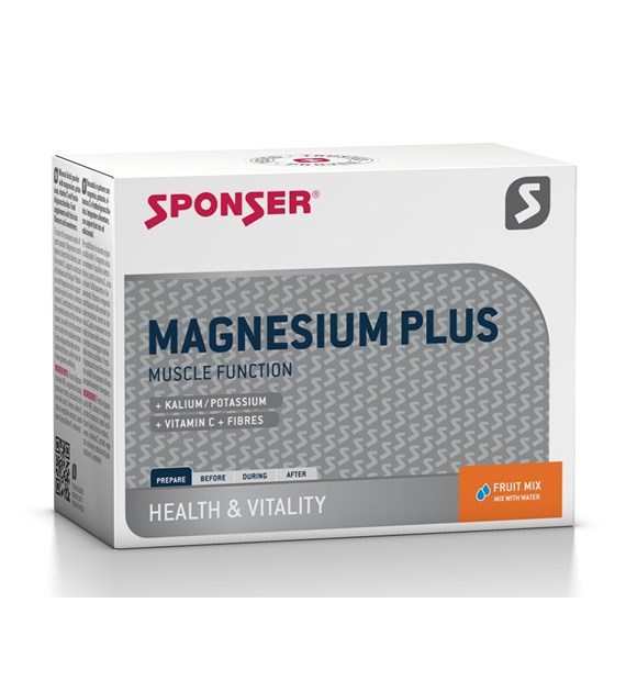 Magnez SPONSER MAGNESIUM PLUS w proszku mix owoców (pudełko 20 saszetek x 6,5g) (NEW).
