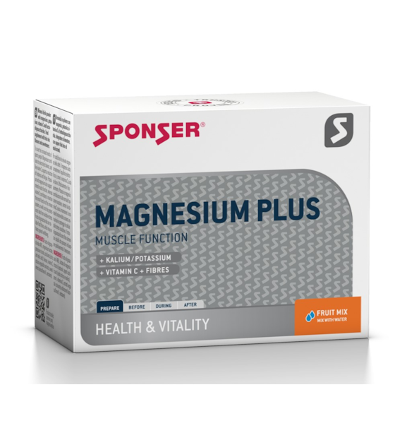 Magnez SPONSER MAGNESIUM PLUS w proszku mix owoców (pudełko 20 saszetek x 6,5g) (NEW)