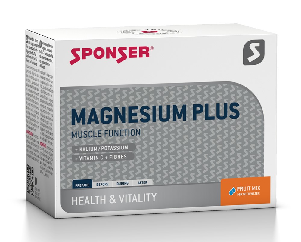Magnez SPONSER MAGNESIUM PLUS w proszku mix owoców (pudełko 20 saszetek x 6,5g) (NEW).