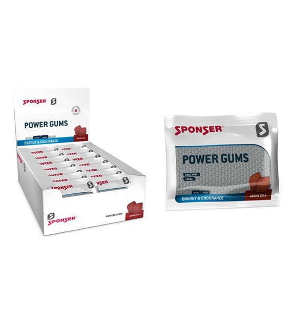 Gumy energetyczne SPONSER POWER GUMS COLA (BCCA+TAURYNA) (pudełko 20 saszetek x 75g) (NEW)