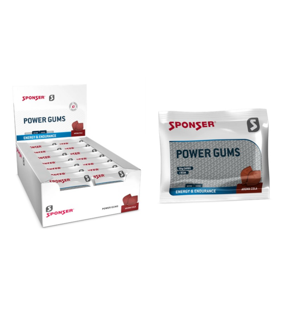 Gumy energetyczne SPONSER POWER GUMS COLA (BCCA+TAURYNA) (pudełko 20 saszetek x 75g) (NEW)