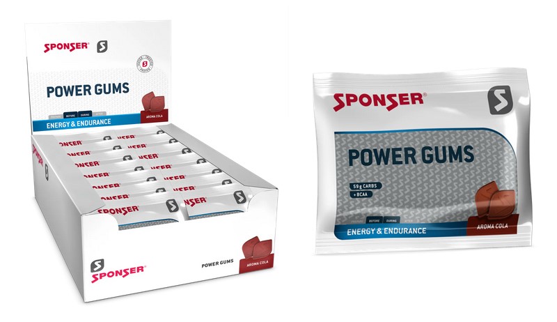 Gumy energetyczne SPONSER POWER GUMS COLA (BCCA+TAURYNA) (pudełko 20 saszetek x 75g) (NEW)