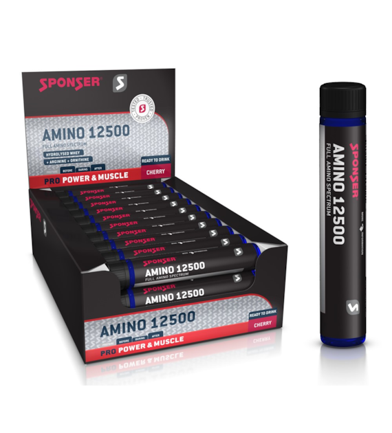 Aminokwasy SPONSER AMINO 12500 cherry w ampułkach pudełko (30 ampułek x 25ml) (NEW)