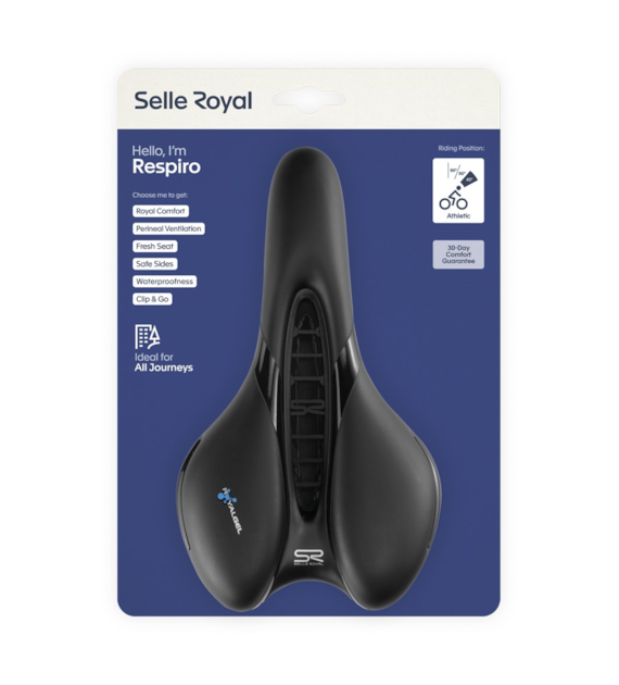 Siodło SELLEROYAL RESPIRO SOFT ATHLETIC 45st. żelowe, kanał chłodzący, unisex 398g (NEW)