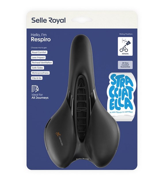 Siodło SELLEROYAL RESPIRO SOFT ATHLETIC STRACCIATELLA 45st. żelowe, kanał chłodzący, unisex 398g (NEW 2026)