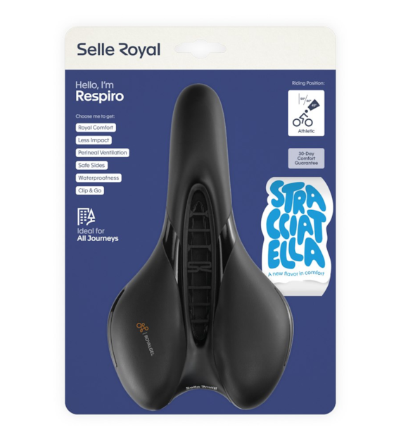 Siodło SELLEROYAL RESPIRO SOFT ATHLETIC STRACCIATELLA 45st. żelowe, kanał chłodzący, unisex 398g (NEW 2026)