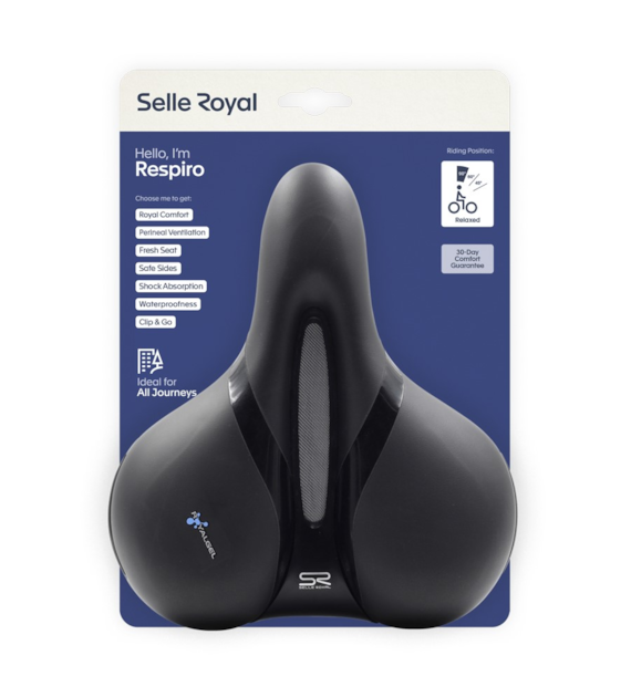 Siodło SELLEROYAL RESPIRO SOFT RELAXED 90st. żelowe + elastomery, kanał chłodzący, unisex 771g (NEW)