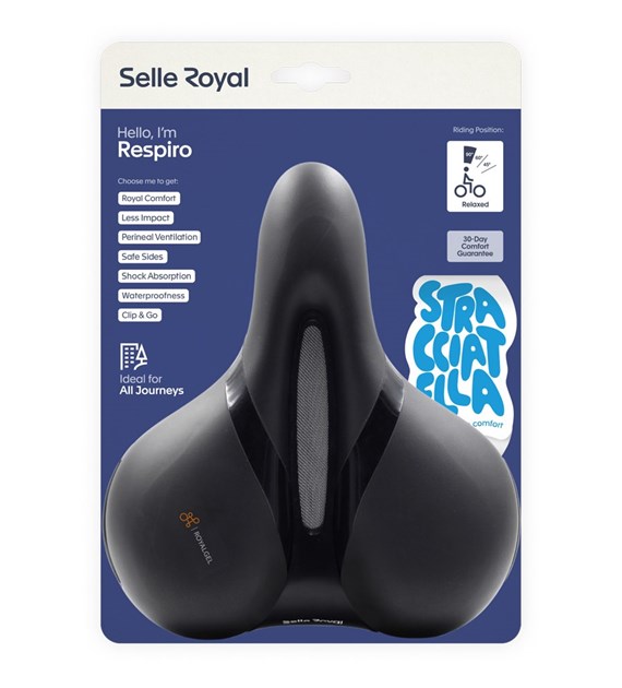 Siodło SELLEROYAL RESPIRO SOFT RELAXED STRACCIATELLA 90st. żelowe + elastomery, kanał chłodzący, unisex 771g (NEW 2026)
