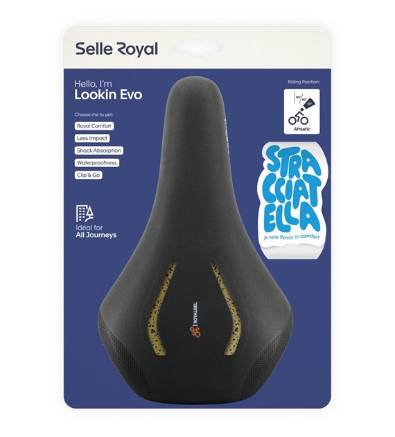 Siodło SELLEROYAL LOOKIN EVO ATHLETIC 45st. STRACCIATELLA żelowe, unisex, 448g (NEW 2026)