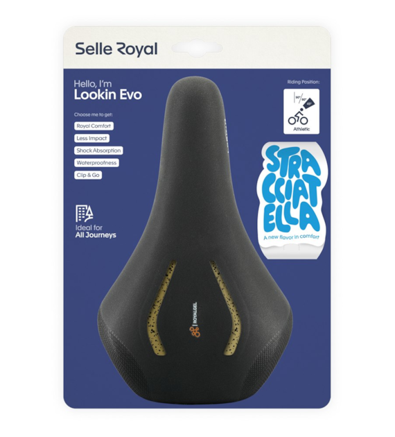 Siodło SELLEROYAL LOOKIN EVO ATHLETIC 45st. STRACCIATELLA żelowe, unisex, 448g (NEW 2026)