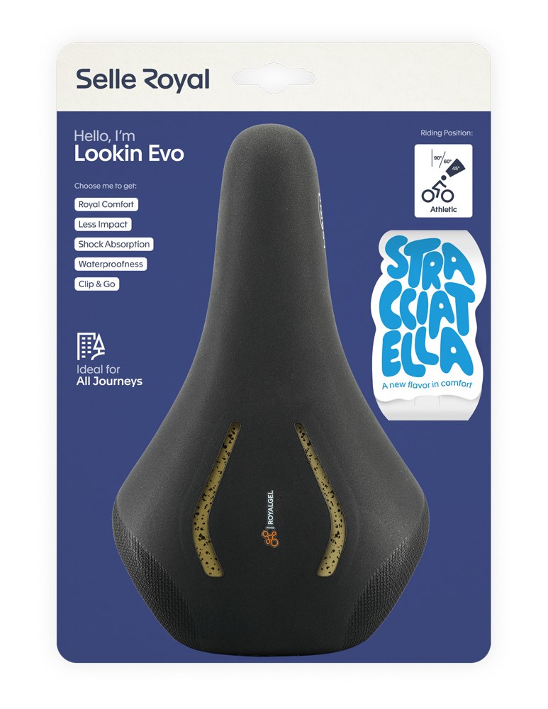 Siodło SELLEROYAL LOOKIN EVO ATHLETIC 45st. STRACCIATELLA żelowe, unisex, 448g (NEW 2026)
