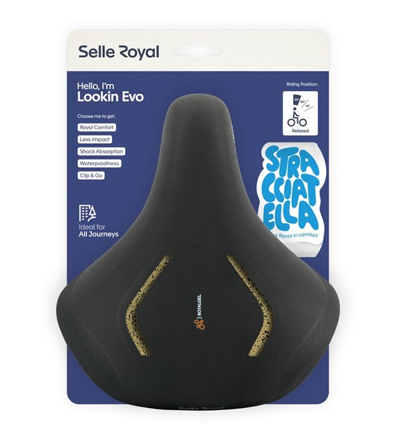 Siodło SELLEROYAL LOOKIN EVO RELAXED 90st. STRACCIATELLA żelowe + elastomery, unisex, 682g (NEW 2026)