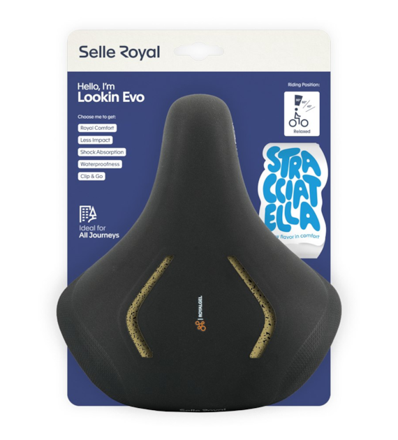 Siodło SELLEROYAL LOOKIN EVO RELAXED 90st. STRACCIATELLA żelowe + elastomery, unisex, 682g (NEW 2026)