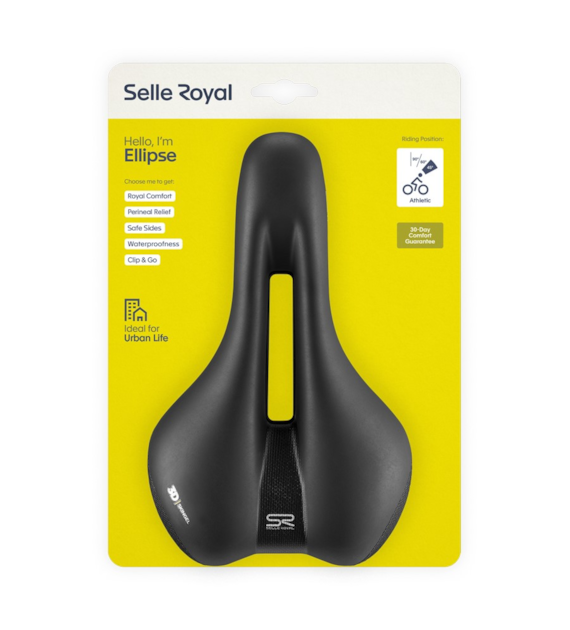 Siodło SELLEROYAL ELLIPSE ATHLETIC 45st. żelowe, ergonomiczny kanał, unisex, 406g (NEW)