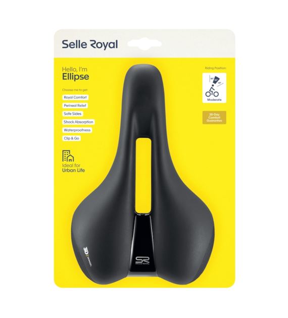 Siodło SELLEROYAL ELLIPSE MODERATE 60st. żelowe + elastomery, ergonomiczny kanał, unisex 474g (NEW)