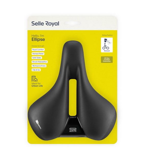 Siodło SELLEROYAL ELLIPSE RELAXED 90st. żelowe + elastomery, ergonomiczny kanał, unisex, 638g (NEW)