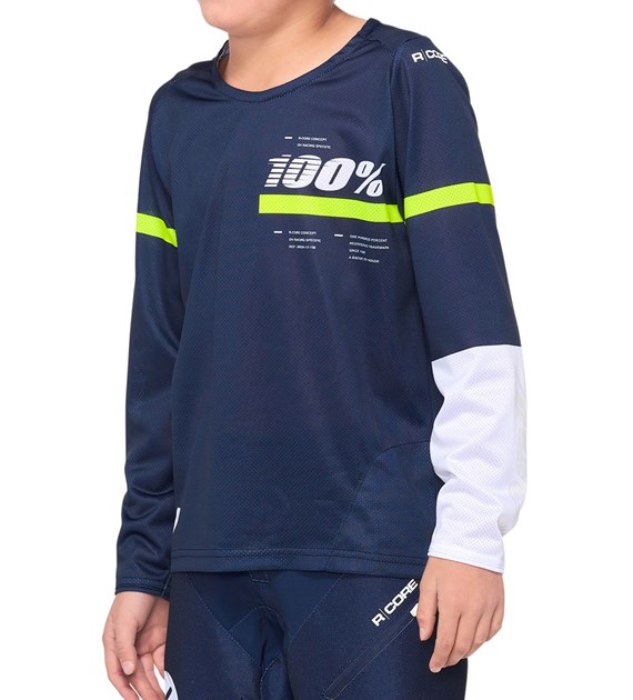 Koszulka juniorska 100% R-CORE Jersey długi rękaw dark blue yellow roz. L (NEW)