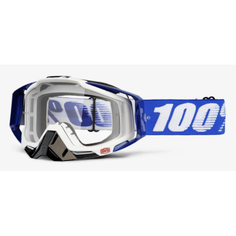 Gogle 100% RACECRAFT COBALT BLUE (Szyba Przezroczysta Anti-Fog, LT 88%-92% + 10 Zrywek) (WYPRZEDAŻ -50%)