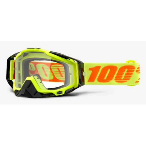 Gogle 100% RACECRAFT ATTACK YELLOW (Szyba Przezroczysta Anti-Fog, LT 88%-92% + 10 Zrywek) (WYPRZEDAŻ -50%)