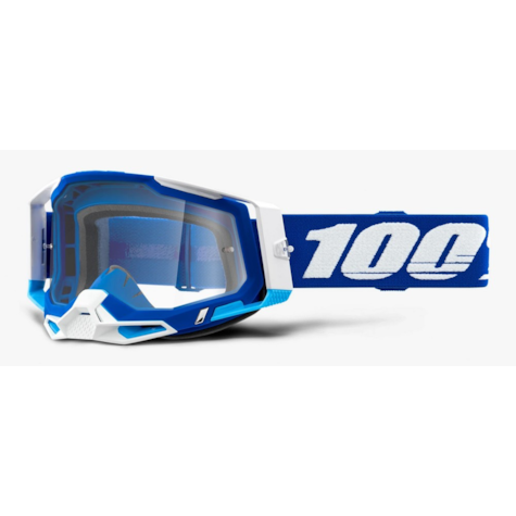 Gogle 100% RACECRAFT 2 BLUE (Szyba Przezroczysta Anti-Fog, LT 88%-92% + 10 Zrywek) (WYPRZEDAŻ -50%)