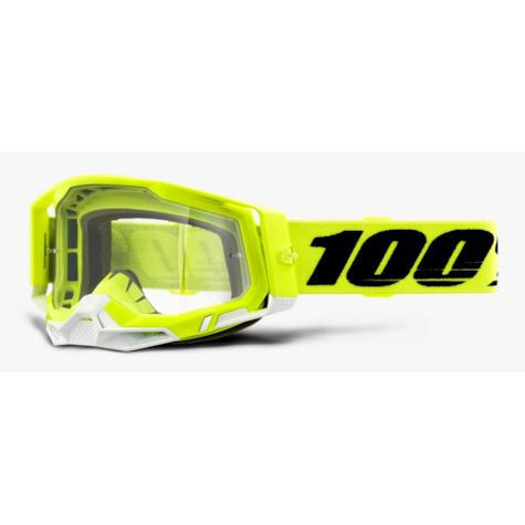 Gogle 100% RACECRAFT 2 YELLOW (Szyba Przezroczysta Anti-Fog, LT 88%-92% + 10 Zrywek) (WYPRZEDAŻ -50%)