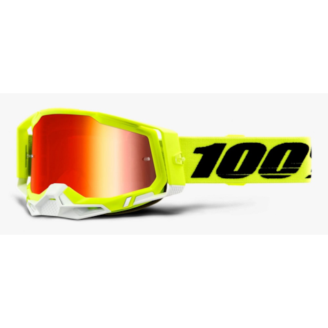 Gogle 100% RACECRAFT 2 ATTACK YELLOW (Szyba Czerwona Lustrzana Anti-Fog, LT 38%+/-5% + Szyba Przezroczysta Anti-Fog, LT 88%-92% + 10 Zrywek) (WYPRZEDAŻ -50%)