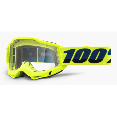 Gogle 100% ACCURI 2 YELLOW (Szyba Przezroczysta Anti-Fog, LT 88%-92%) (WYPRZEDAŻ -50%)