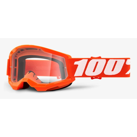 Gogle 100% STRATA 2 JUNIOR ORANGE (Szyba Przezroczysta Anti-Fog, LT 88%-92%) (WYPRZEDAŻ -50%)