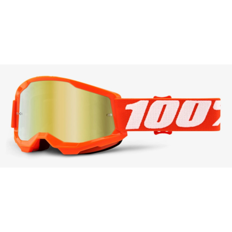 Gogle 100% STRATA 2 JUNIOR ORANGE (Szyba Złota Lustrzana Anti-Fog, LT 28%+/-5%) (WYPRZEDAŻ -50%)