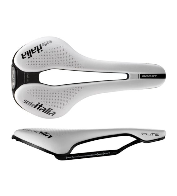 Siodło SELLE ITALIA FLITE BOOST KIT CARBONIO SUPERFLOW S WHITE (id match S3), Pręty Carbon, 157g, Białe (NEW)