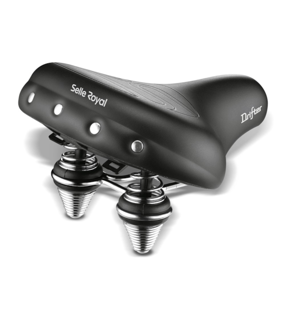 Siodło SELLEROYAL DRIFTER PLUS STRENGTEX RELAXED 90st. unisex, żelowe + sprężyny, czarne (NEW)