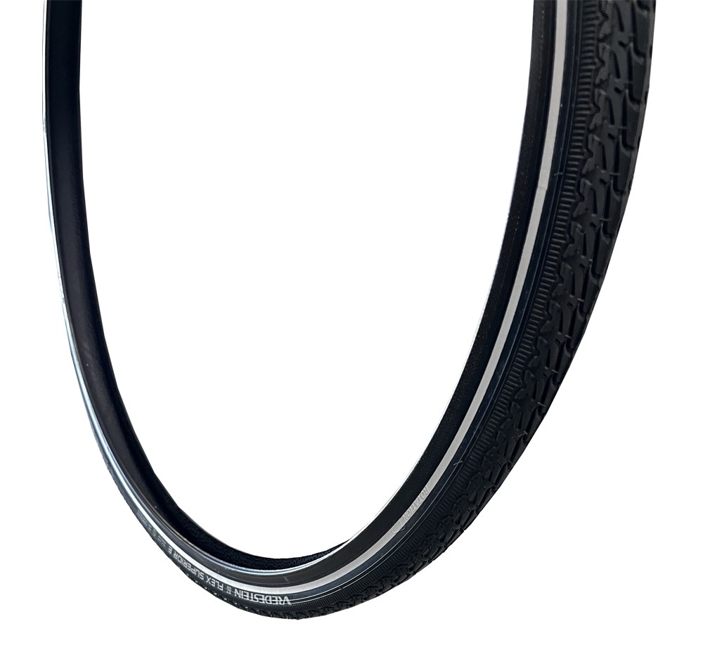 Opona miejska/trekking/e-bike VREDESTEIN Flex Superior E, 28x1.5/8x1.3/8 (37-622), Drut, Wkładka antyprzebiciowa, Czarna + Refleks (NEW).