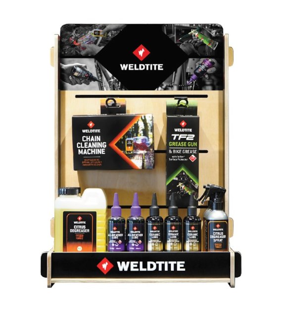 Display sklepowy WELDTITE DRIVETRAIN SHOP STAND, Zestaw 21szt. produktów Weldtite Drivetrain (NEW)