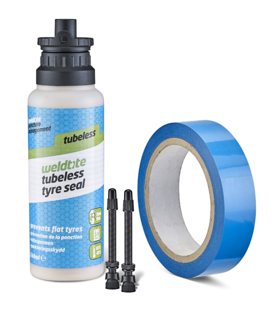 Zestaw WELDTITE TUBELESS CONVERSION SYSTEM - MTB (Mleczko + Taśma + 2x Zawór 55mm Presta) (NEW)