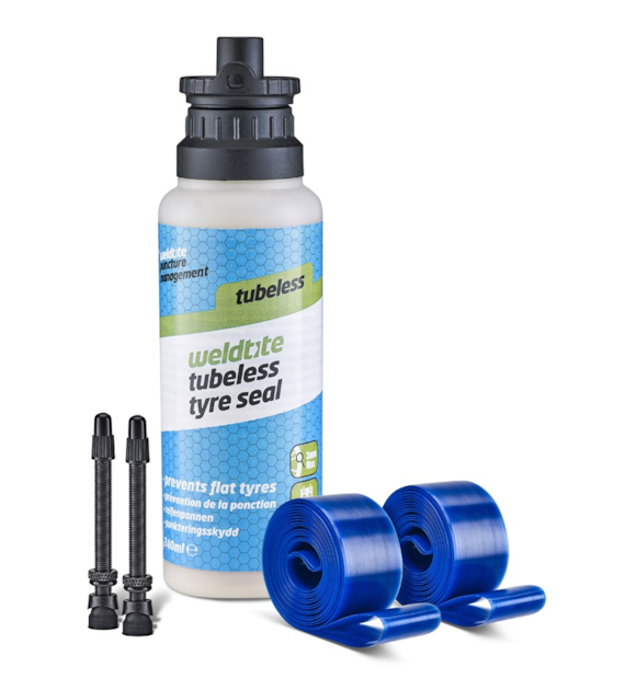 Zestaw WELDTITE Easy-Fit Tubeless Conversion System 27.5  (Mleczko + 2x Opaska + 2x Zawór 55mm Presta) (DWZ)