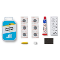 Zestaw łatek do wąskich dętek WELDTITE Cure-C-Cure Puncture Repair Kit For Race (6x Łatka + Klej + Papier ścierny + Kreda + Kredka), Pudełko 12szt. (NEW).