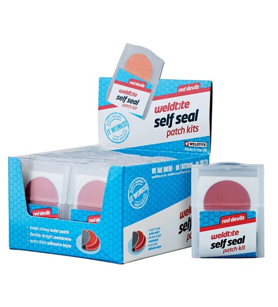 Zestaw łatek samouszczelniających do dętek WELDTITE Self Seal Patch Kit (6x Łatka samouszczelniająca), Pudełko 12szt. (NEW)