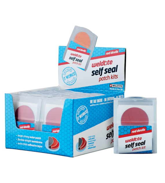 Zestaw łatek samouszczelniających do dętek WELDTITE Self Seal Patch Kit (6x Łatka samouszczelniająca), Pudełko 12szt. (NEW)