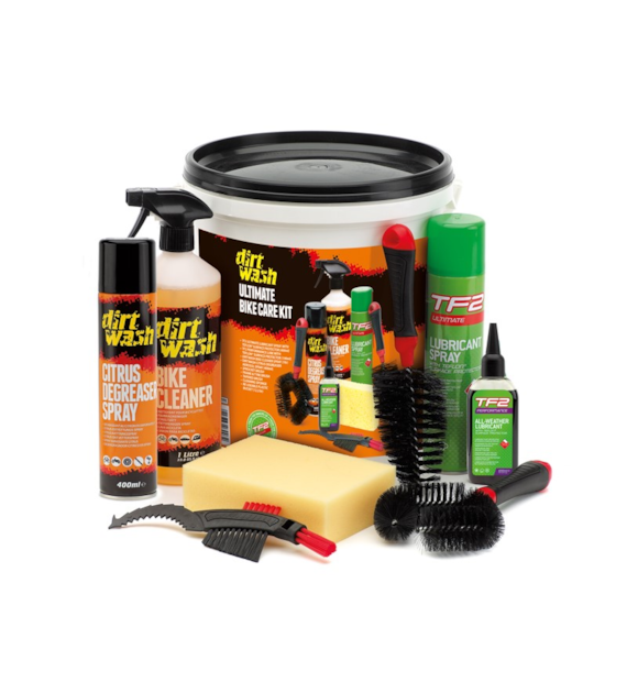 Zestaw do czyszczenia WELDTITE Dirtwash Cleaning Bucket (Odtłuszczacz + Środek do czyszczenia + Smar w sprayu + Olej All-weather + 3x Szczotka + Gąbka)